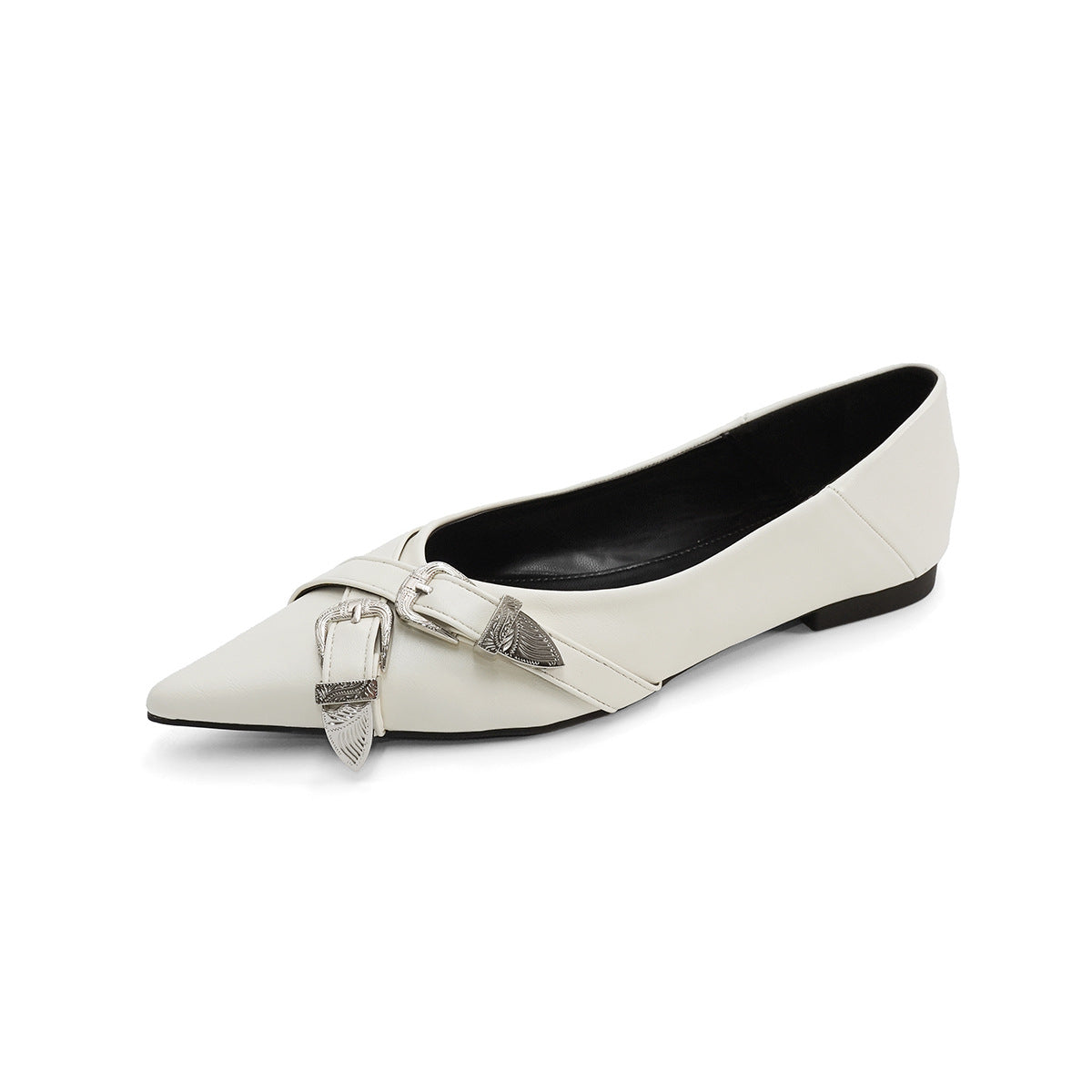 Damen elegante spitze Ballerinas mit modischem Riemen