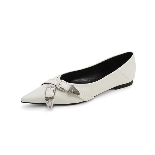 Damen elegante spitze Ballerinas mit modischem Riemen R&B