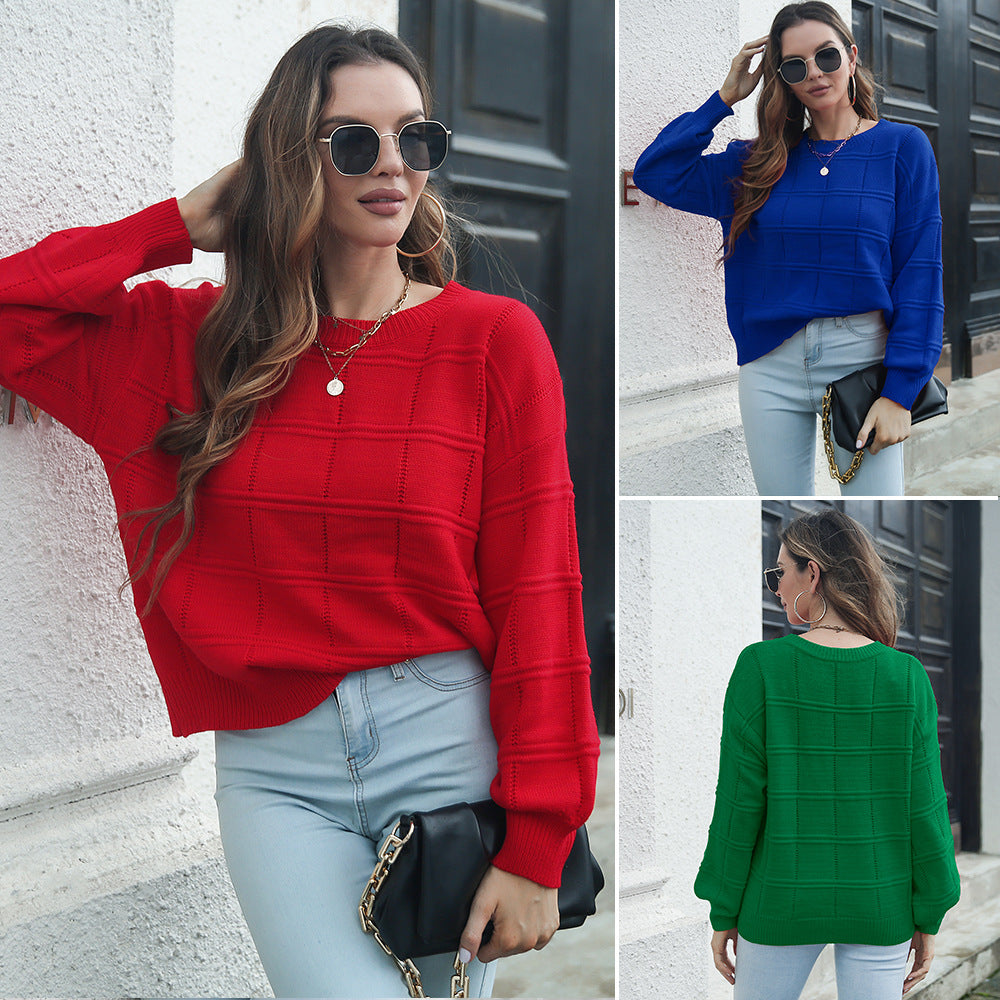 Damen Chic-Strickpullover mit strukturiertem Wellenmuster R&B