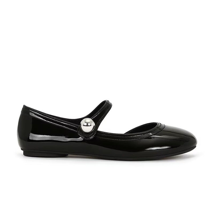 Damen Ballerinas mit modischem Riemchen und glänzender Oberfläche R&B