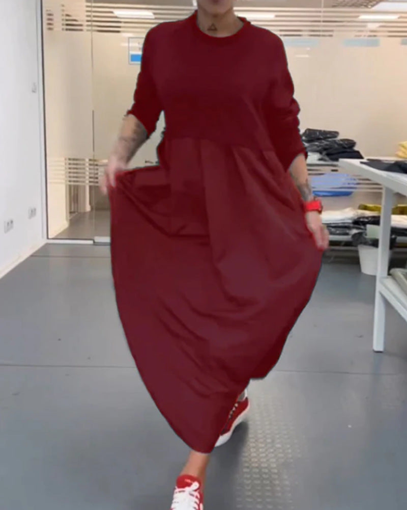 Damen nan Oversize-Maxikleid mit tiefer Passe und seitlichen Eingrifftaschen R&B