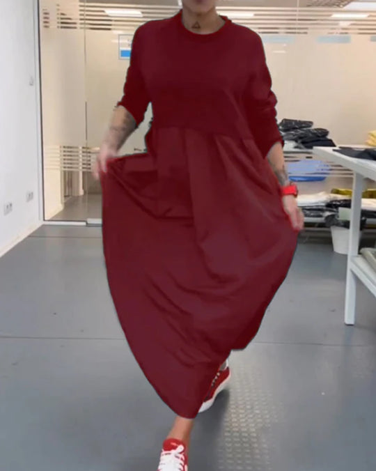 Damen nan Oversize-Maxikleid mit tiefer Passe und seitlichen Eingrifftaschen R&B