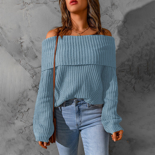 Damen Off-Shoulder Strickpullover R&B