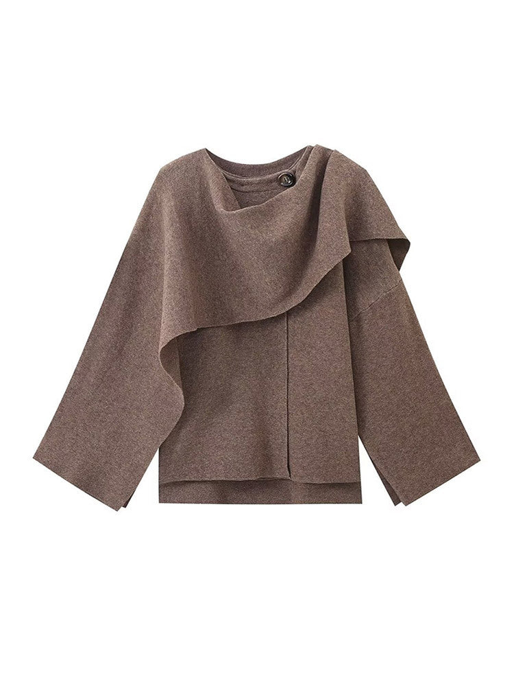 Damen Poncho aus hochwertiger Strickware mit asymmetrischem Design R&B