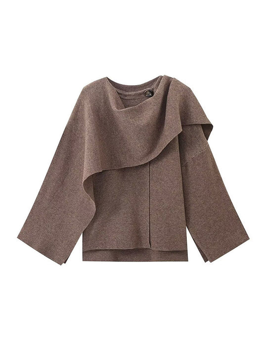 Damen Poncho aus hochwertiger Strickware mit asymmetrischem Design R&B