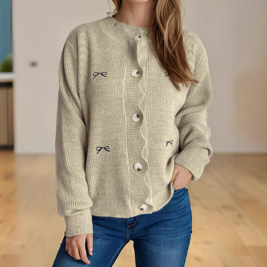 Damen Strickjacke mit verspieltem Knopf-Detail und schöner Struktur R&B