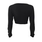 Damen Crop-Top mit Raffung und V-Ausschnitt R&B