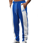 Herren nan sportive Trackpants mit seitlichen Kontrastbahnen elastischem Bund Kordelzug und Hirschstickerei R&B