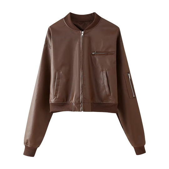 Damen modische Bomberjacke im lässigen Look mit praktischen Taschen R&B