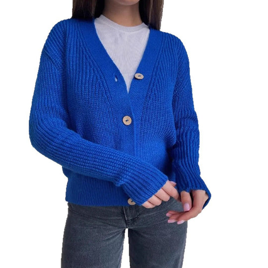 Damen Grobstrick-Cardigan mit Knöpfen R&B