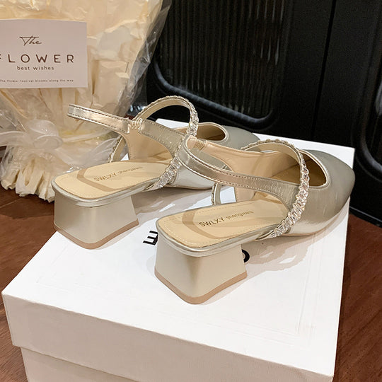 Damen elegante Slingback-Schuhe mit funkelnder Akzent-Riemchen R&B