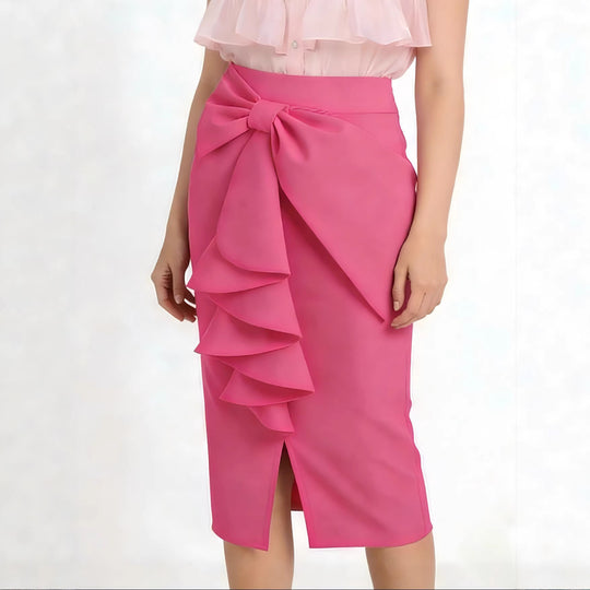 Damen Figurbetonter Midi-Rock mit elegantem Schleifendetail R&B