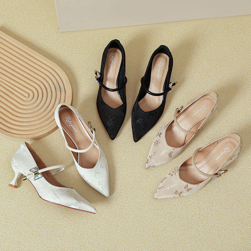 Damen elegante Ballerinas mit stilvollem Schnallen-Design