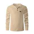 Herren Langarm-Henley-Shirt mit strukturiertem Design und praktischen Knöpfen R&B