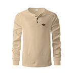 Herren Langarm-Henley-Shirt mit strukturiertem Design und praktischen Knöpfen R&B