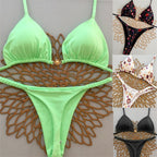 Damen Triangel-Bikini mit floralem Muster und eleganter Goldschließe R&B