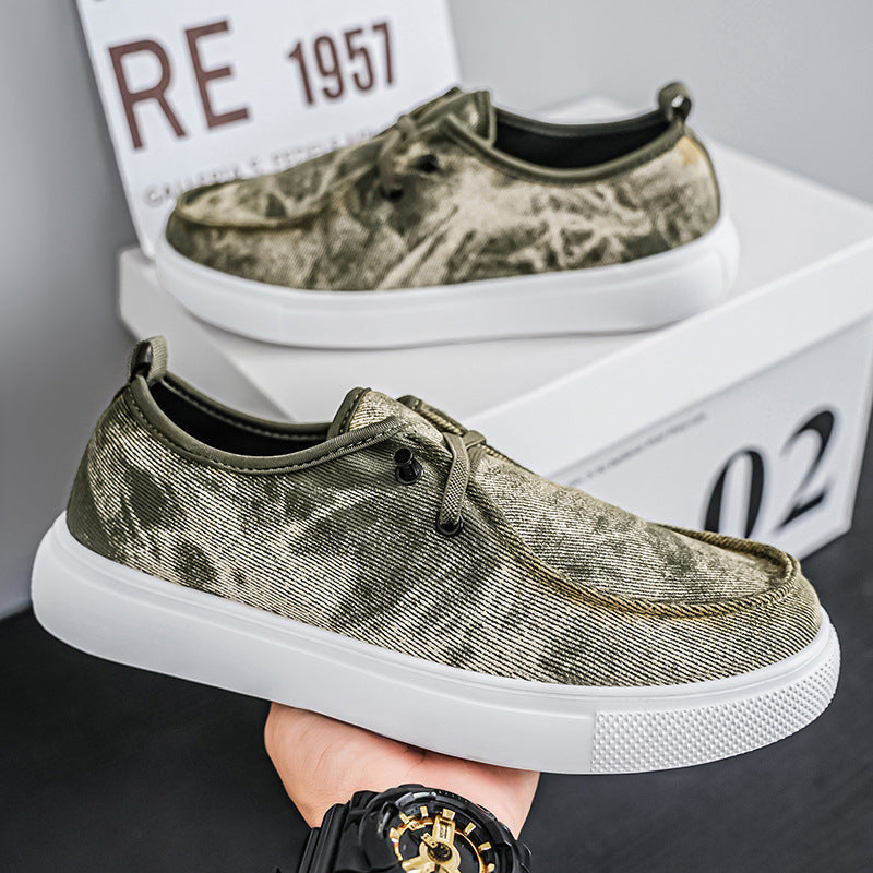 Damen lässige Slip-On Sneakers aus atmungsaktivem Denim mit elastischem Einschlupf
