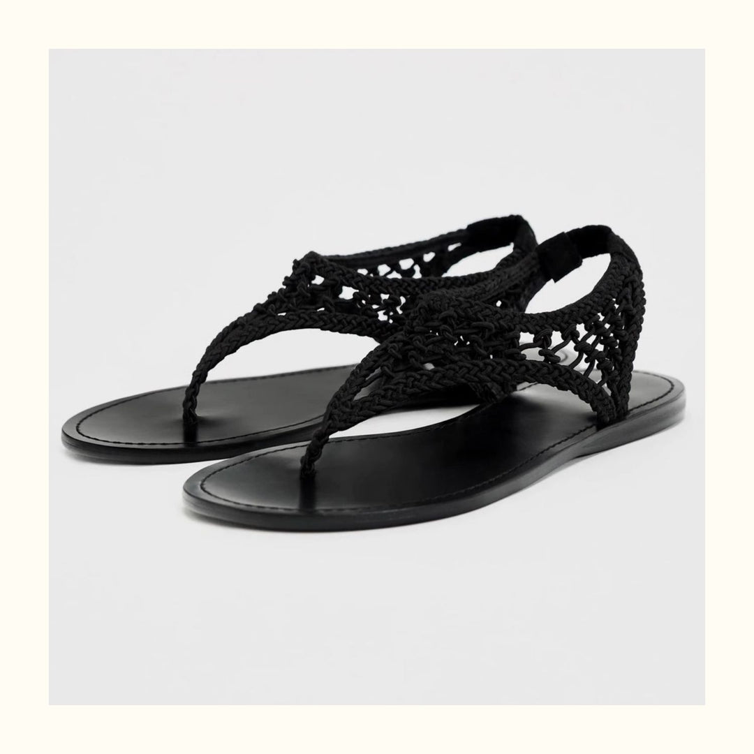 Damen Zehentrenner-Sandalen mit geflochtenem Riemendesign und komfortablem Fußbett R&B