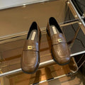 Damen elegante Mokassins mit dekorativem Gurt und goldener Schnalle R&B