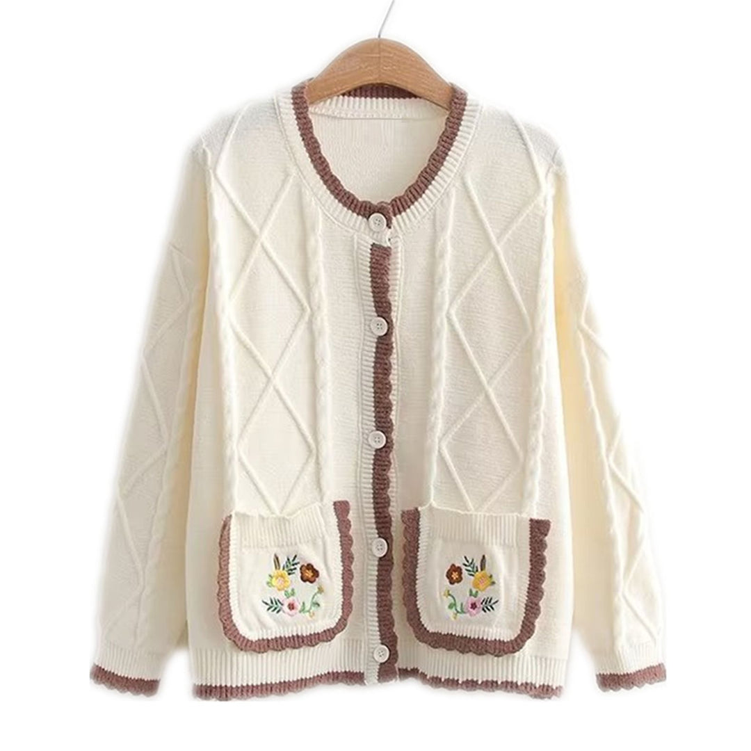 Damen Strickjacke mit Blumenmuster R&B