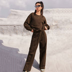 Damen nan Oversize-Sweatshirt und weite Loungehose Set mit Tunnelzug, dezenter Nahtführung und elastischen Bündchen R&B