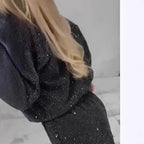 Damen funkelndes Lounge-Outfit mit elastischem Bund und modernem Schnitt R&B