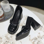 Damen elegante Mary Jane High Heels mit Blockabsatz R&B