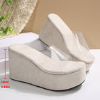 Damen Wedge-Pantoletten mit transparentem Riemendesign und komfortablem Fußbett