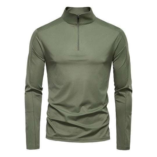 Herren nan Funktions-Langarmshirt mit Stehkragen und halbem Reißverschluss R&B