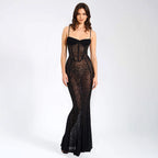 Damen Elegantes und verführerisches Spitzenkleid mit Rüschendetails R&B