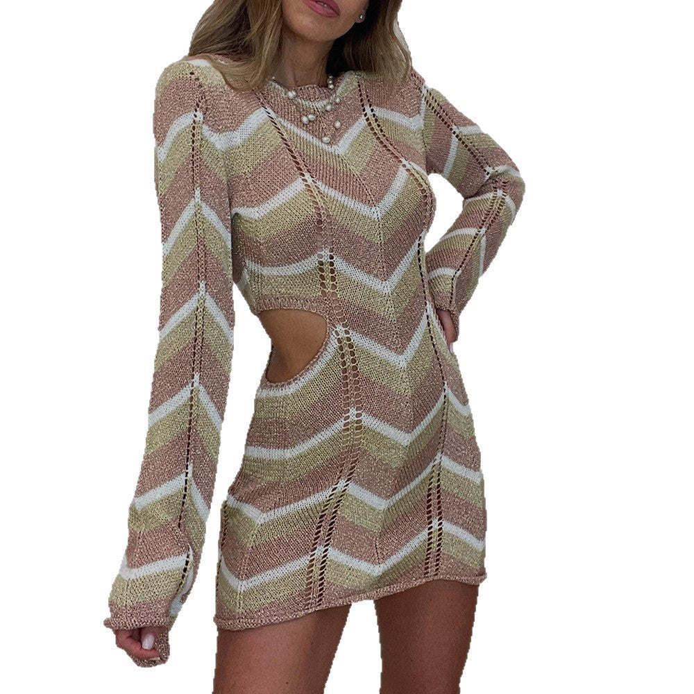 Damen gehäkeltes Strandkleid mit seitlichen Cut-Outs R&B