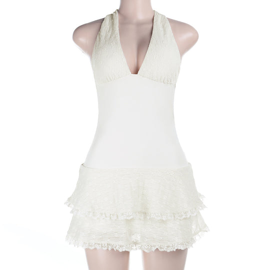 Damen Halter-Badeanzug mit verspieltem Rock R&B