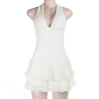 Damen Halter-Badeanzug mit verspieltem Rock R&B