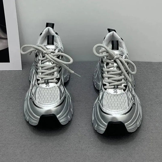 Damen Chunky Sneakers mit atmungsaktiver Netzstruktur und gepolsterter Sohle R&B