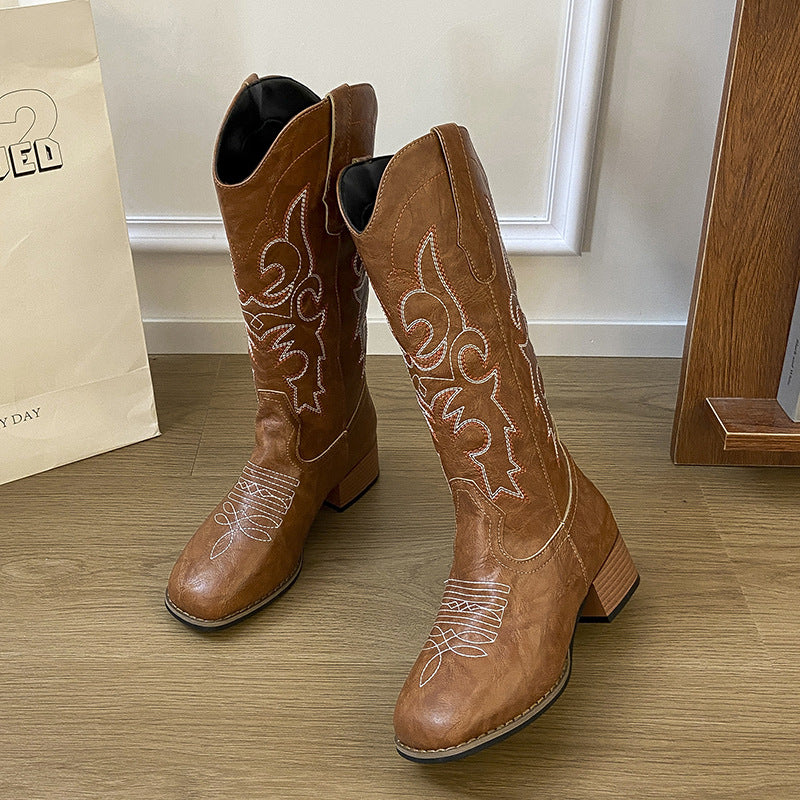 Damen Cowboystiefel im edlen Design mit detaillierter Stickerei R&B