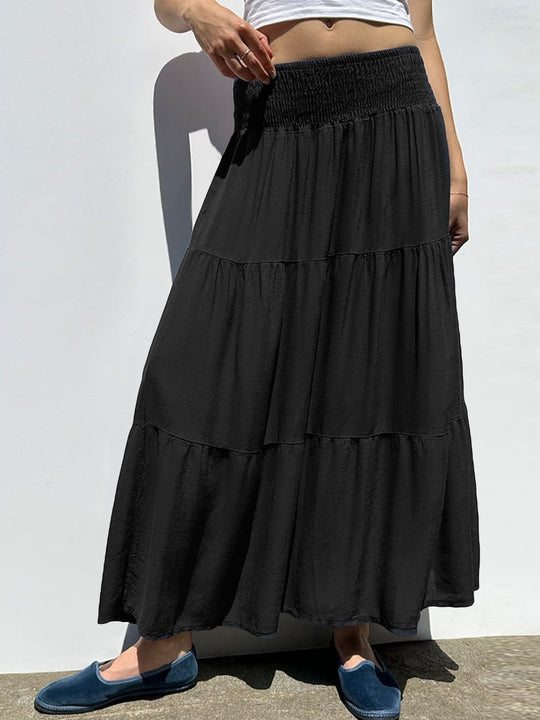 Damen Maxi-Rock mit voluminösem Schnitt und elastischem Bund R&B
