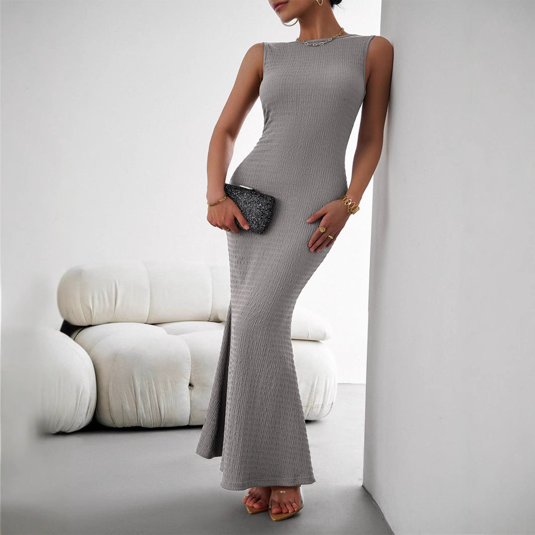 Damen figurbetontes Maxikleid mit elegantem Strukturdesign R&B