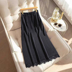 Damen Elegante Maxirock mit Spitzenbesatz