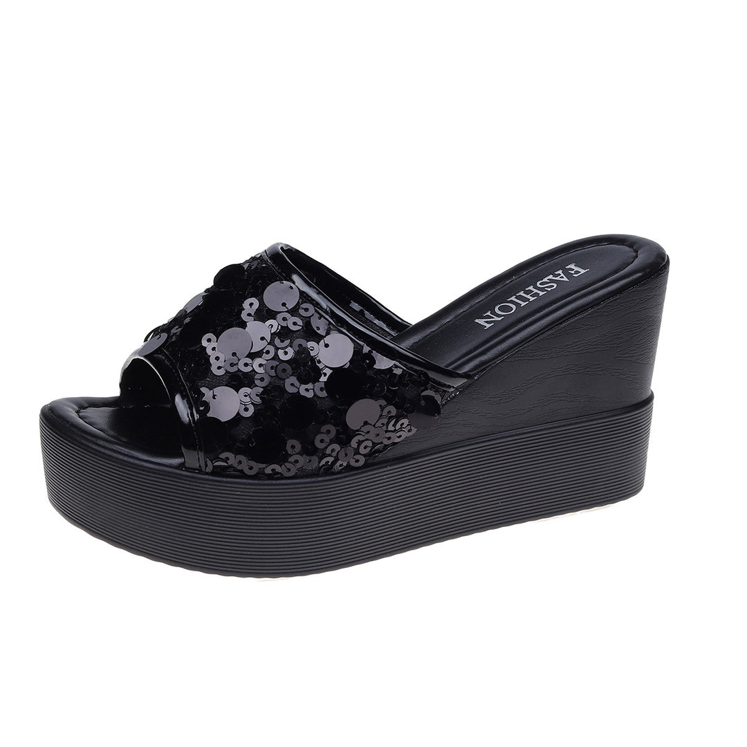 Damen Glamouröse Plattform-Sandalen mit Paillettenverzierung R&B