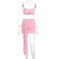 Damen Crop Top und Rock Set mit modischen Raffungselementen R&B