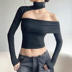 Damen modisches Oberteil mit asymmetrischem Schnitt und elegantem Rüschenbesatz R&B