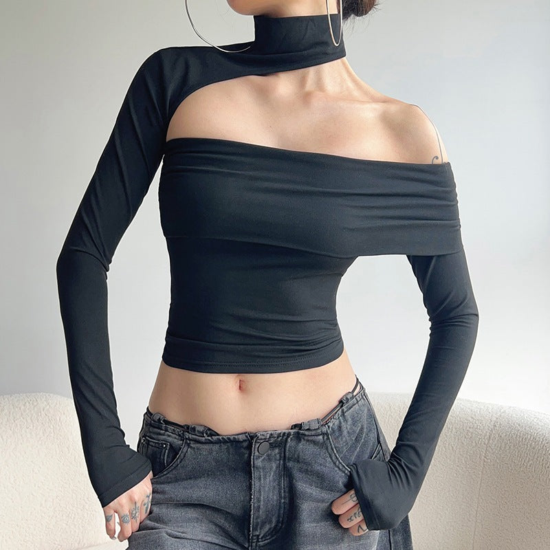 Damen modisches Oberteil mit asymmetrischem Schnitt und elegantem Rüschenbesatz R&B
