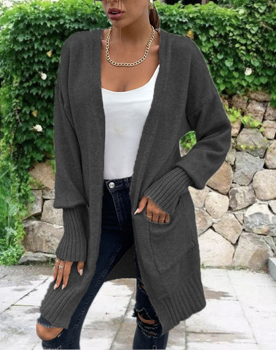 Damen casual Strickjacke mit offenen Seiten und tiefen Taschen R&B