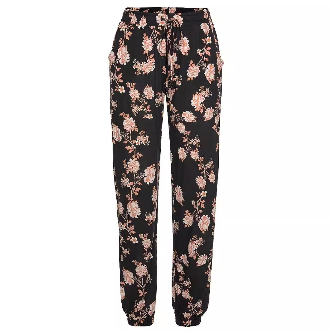 Damen Freizeithose mit floralem Muster und elastischem Bund R&B