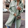 Damen Hahnentritt-Muster Oversized Hemdjacke