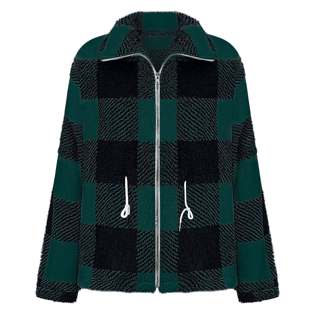 Damen Plüschjacke mit Karomuster R&B