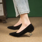 Damen elegante Ballerinas mit modischem Leopardenmuster und Absatz R&B