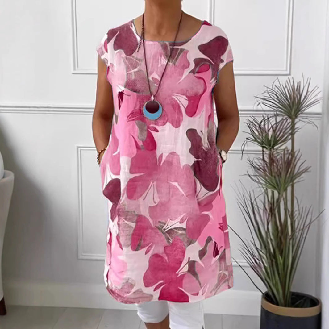 Damen Leichtes Strandkleid mit floralem Muster und Taschen R&B