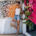 Damen Destroyed Denim-Shorts R&B