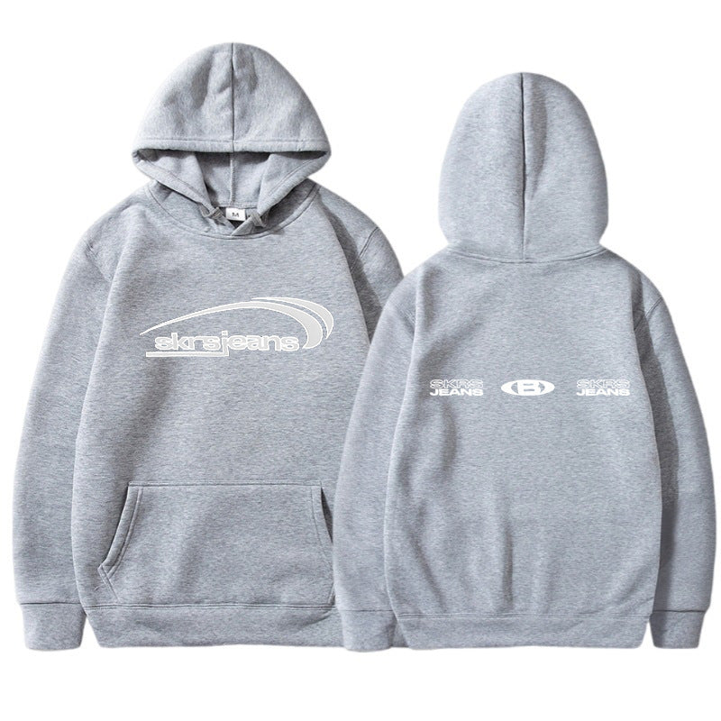 Damen Kapuzensweater mit modernem Logo-Design und praktischen Kängurutaschen R&B